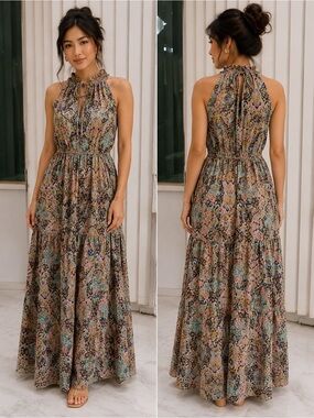 Made in India floral Boho Halter Maxi
